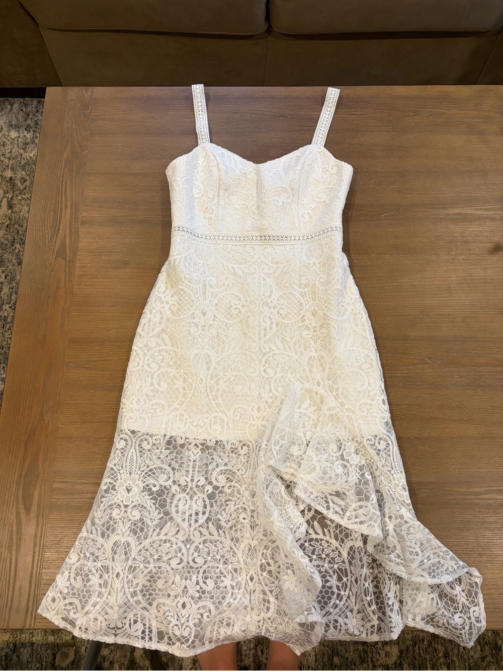 Lulu's White Lace Midi Dress